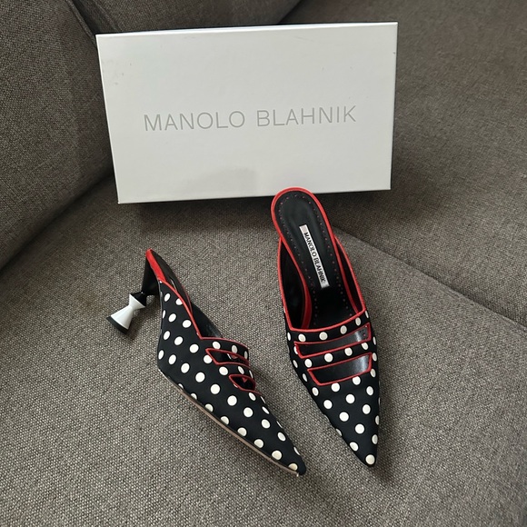 Manolo blahnik polka dot mule heels - Picture 1 of 7